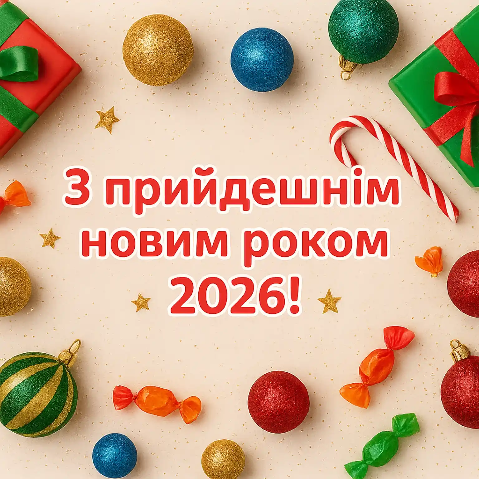 Привітання з прийдешнім Новим роком 2026 для рідних та близьких