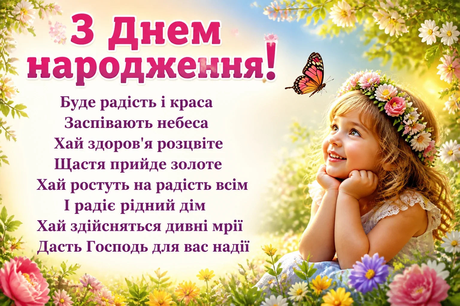привітання з 1 рочком дівчинку