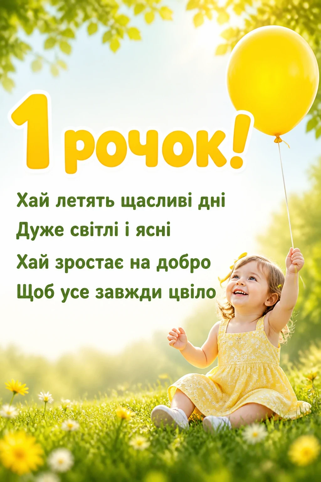 привітання з 1 рочком дівчинку