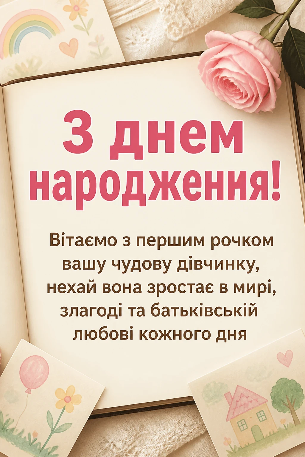 привітання з 1 рочком дівчинку