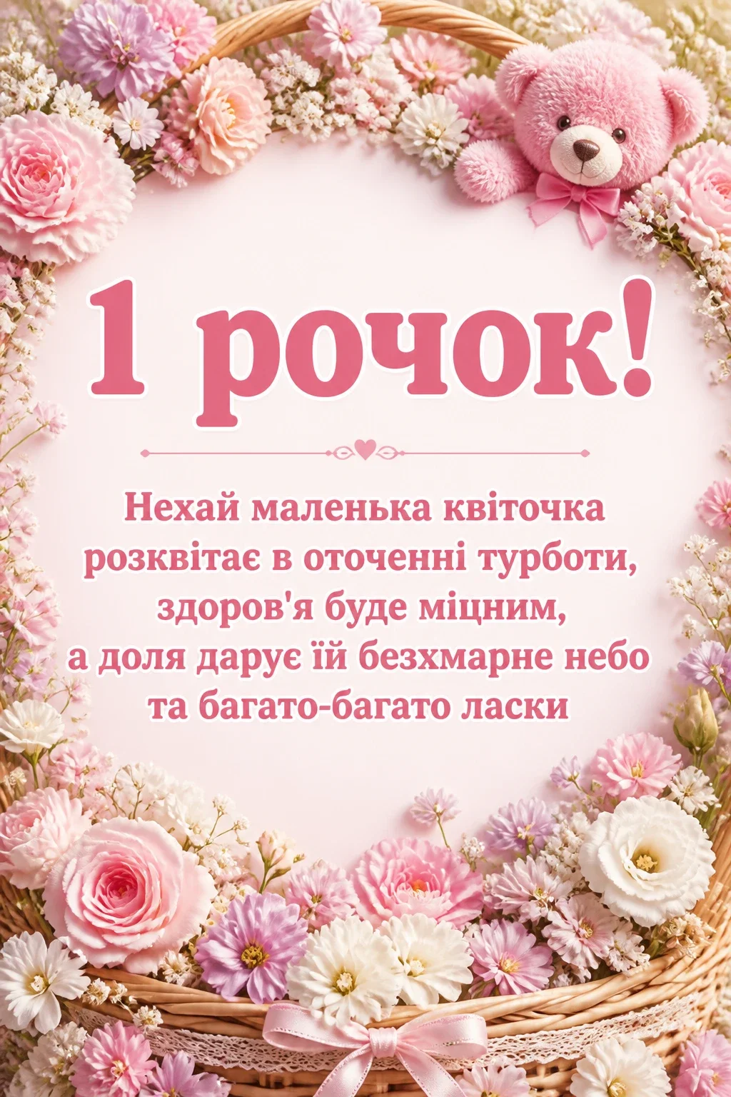 привітання з 1 рочком дівчинку