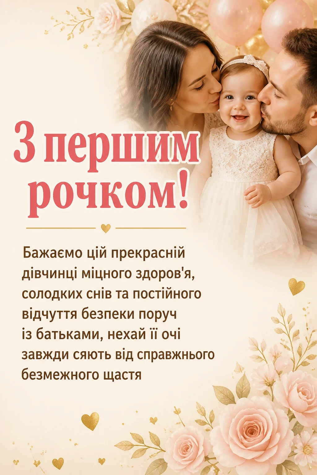 привітання з 1 рочком дівчинку